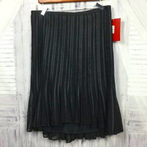 JS Collection Black Pleated Midi Skirt 10 NWT